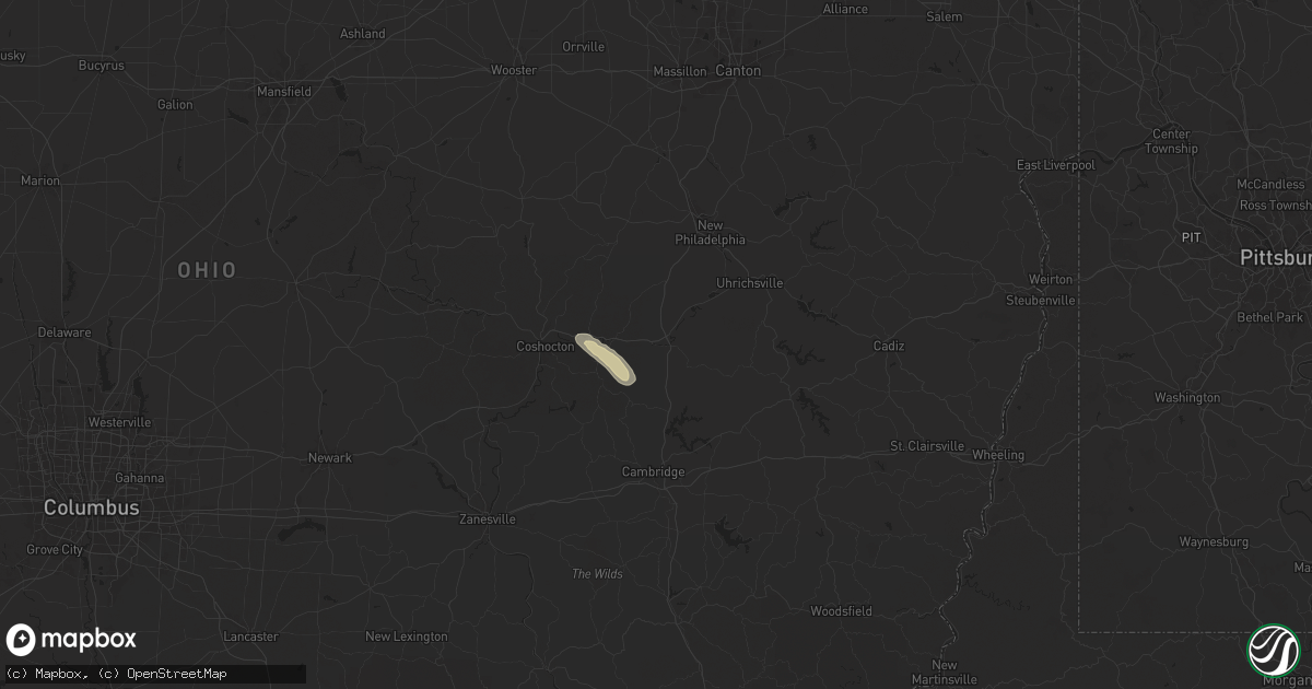 Hail map in Newcomerstown, OH on June 14, 2024