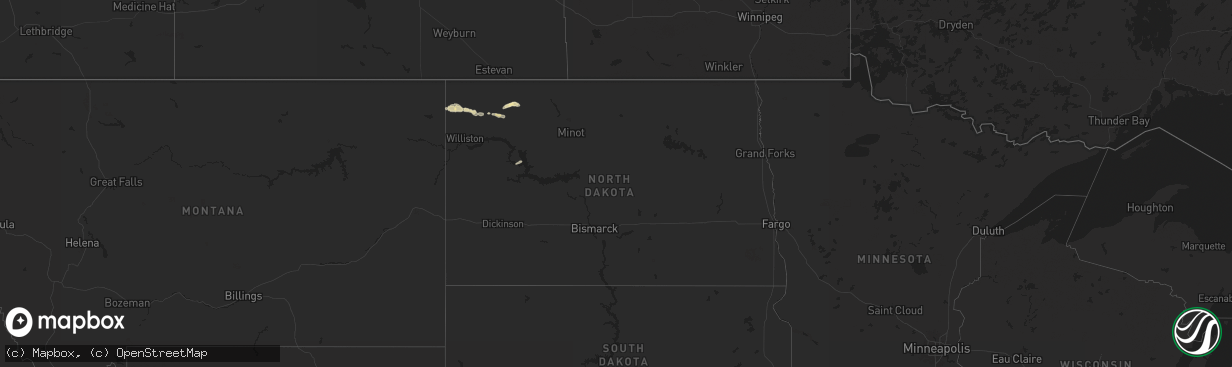 Hail map in North Dakota on June 14, 2024