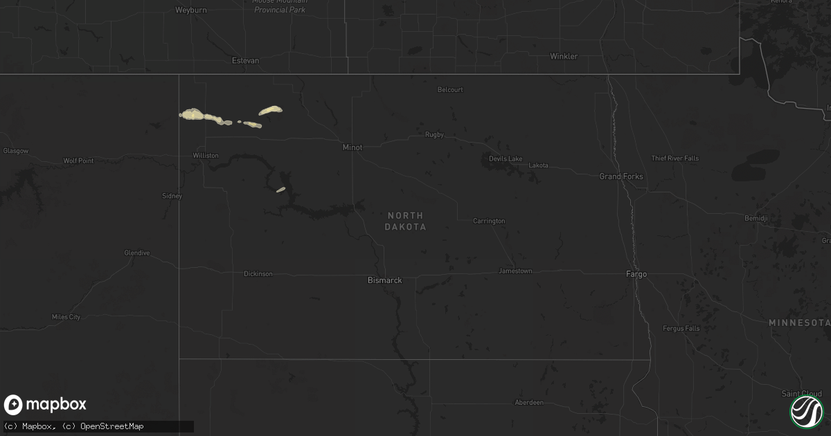 Hail map in North Dakota on June 14, 2024