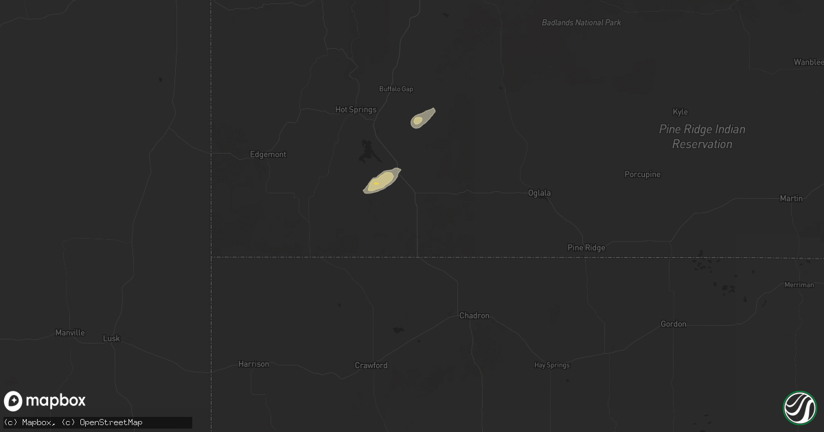 Hail map in Oelrichs, SD on June 14, 2024
