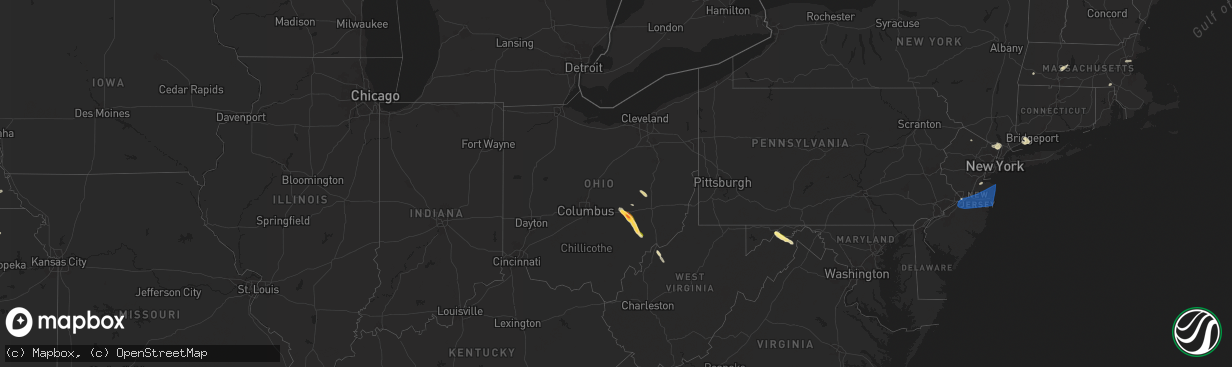 Hail map in Ohio on June 14, 2024
