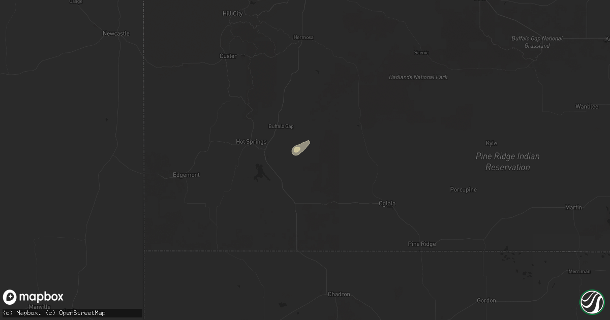 Hail map in Oral, SD on June 14, 2024