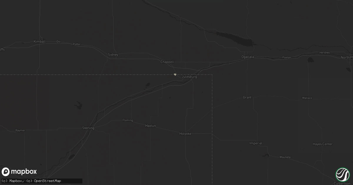 Hail map in Ovid, CO on June 14, 2024