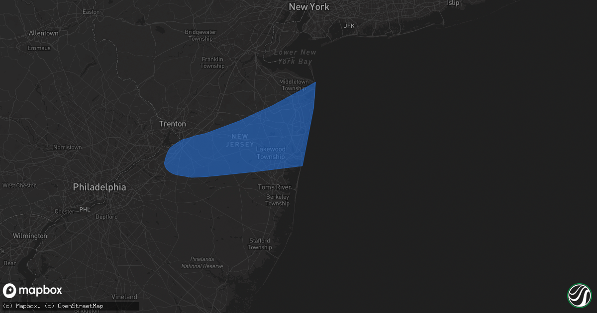 Hail map in Point Pleasant Beach, NJ on June 14, 2024