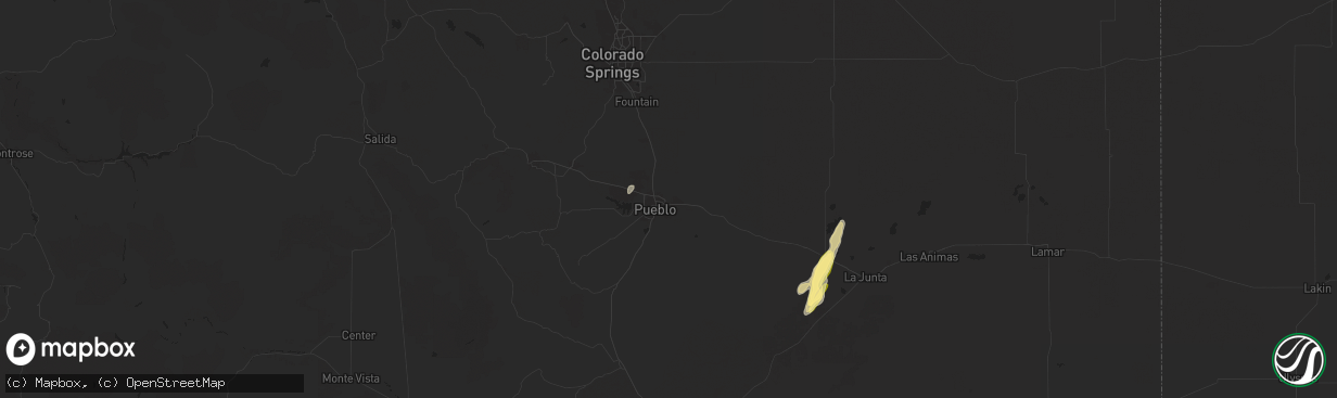 Hail map in Pueblo, CO on June 14, 2024