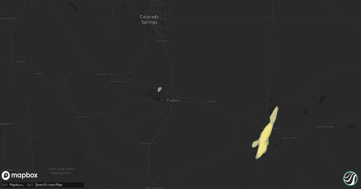Hail map in Pueblo, CO on June 14, 2024