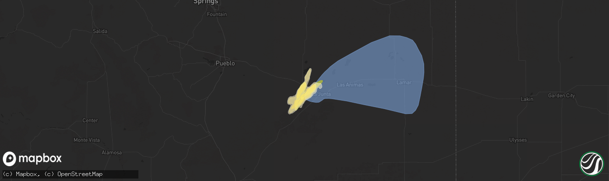 Hail map in Rocky Ford, CO on June 14, 2024