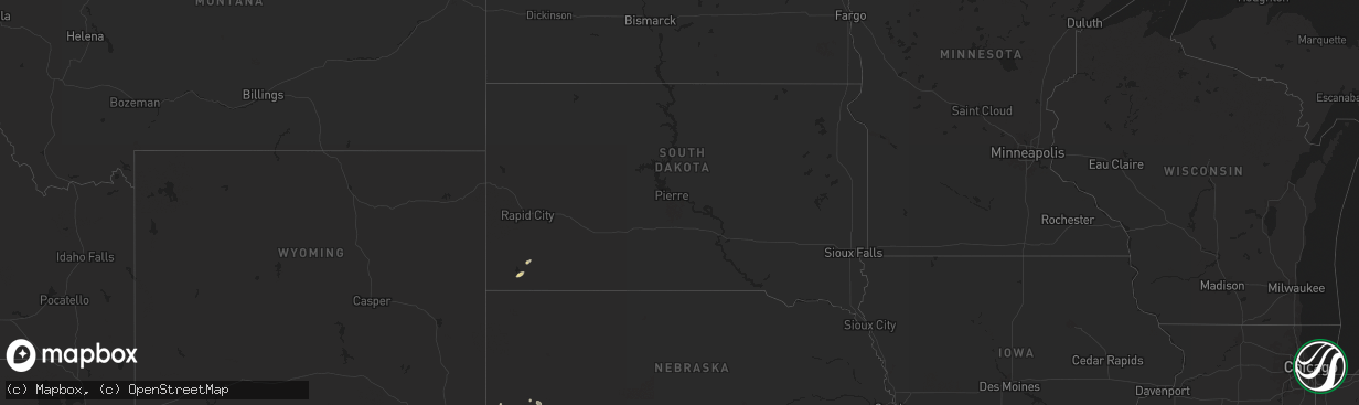 Hail map in South Dakota on June 14, 2024