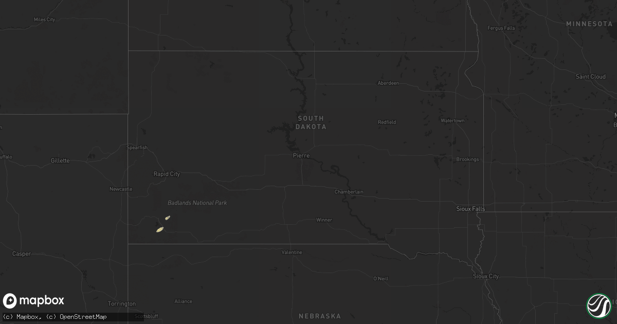 Hail map in South Dakota on June 14, 2024
