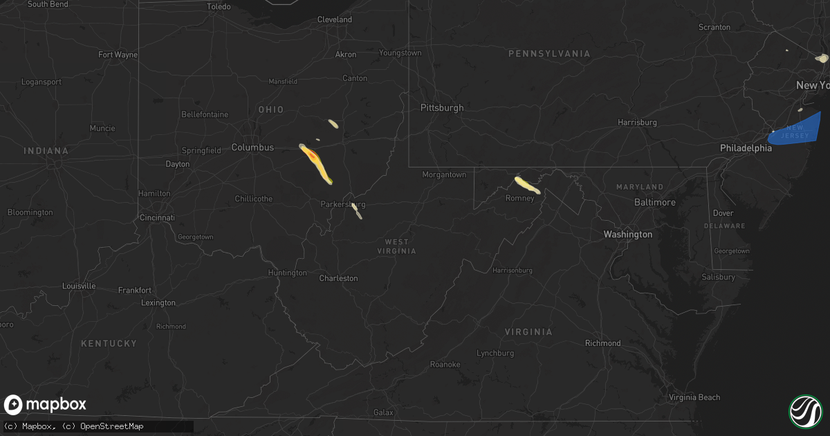 Hail map in West Virginia on June 14, 2024