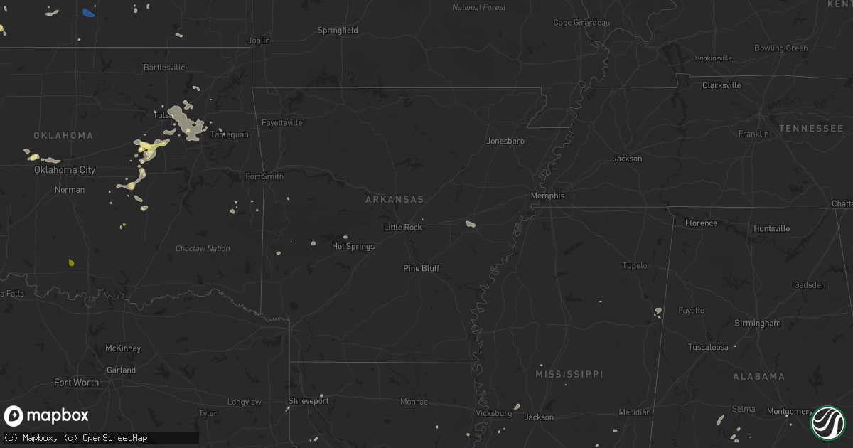 Hail map in Arkansas on June 14, 2025