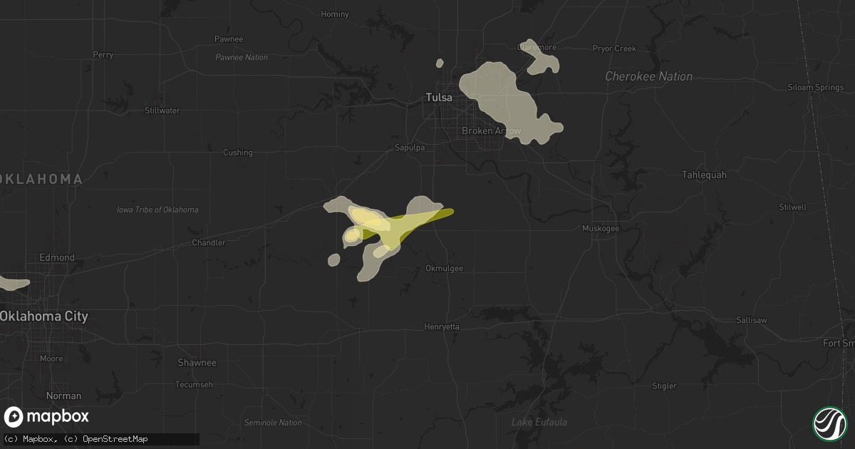 Hail map in Beggs, OK on June 14, 2025