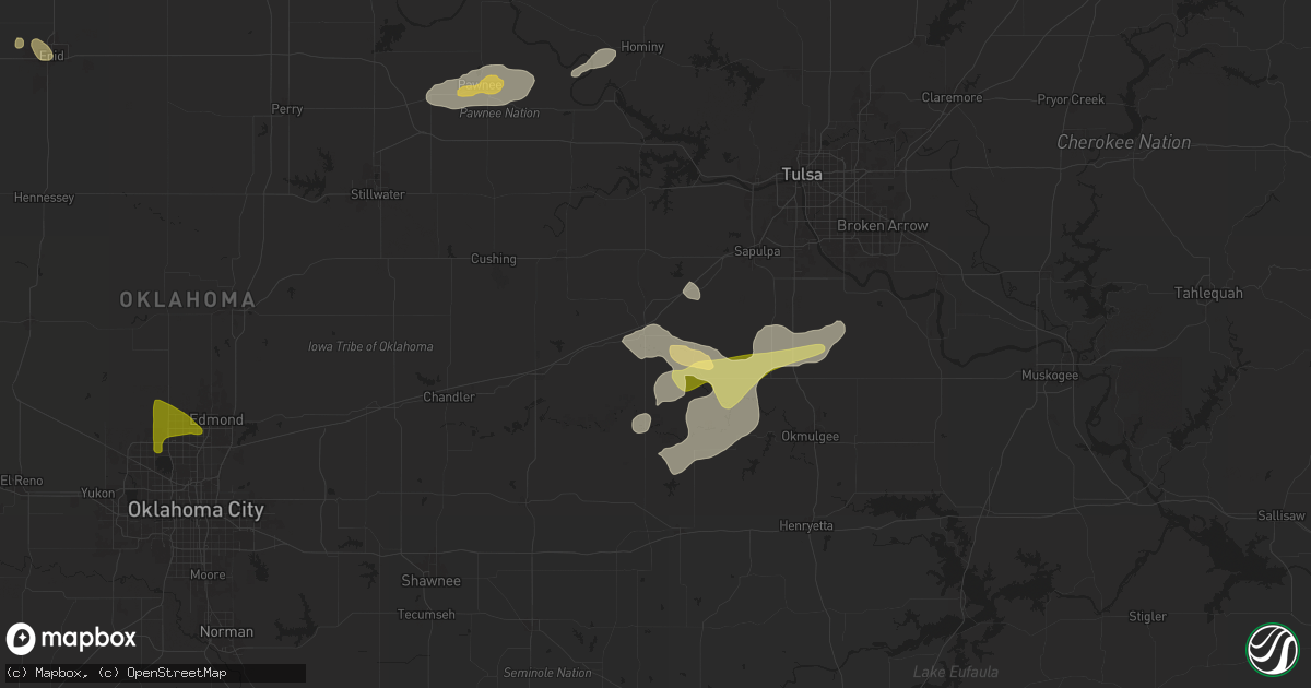 Hail map in Bristow, OK on June 14, 2025