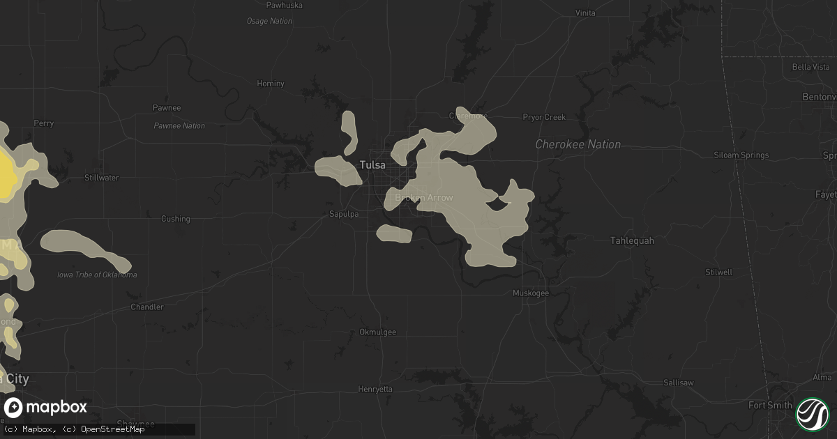 Hail map in Broken Arrow, OK on June 14, 2025