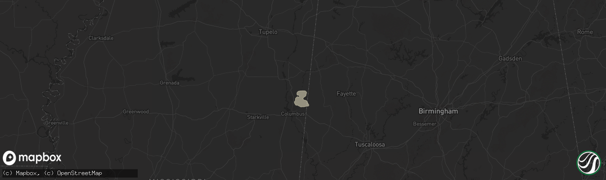 Hail map in Caledonia, MS on June 14, 2025