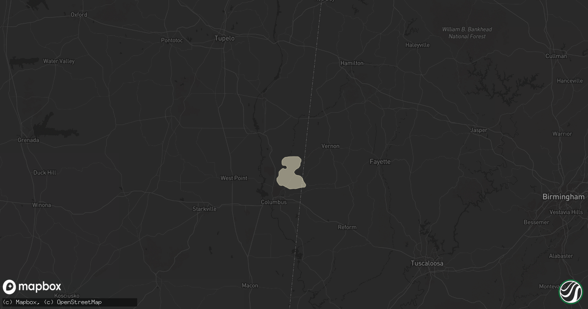 Hail map in Caledonia, MS on June 14, 2025