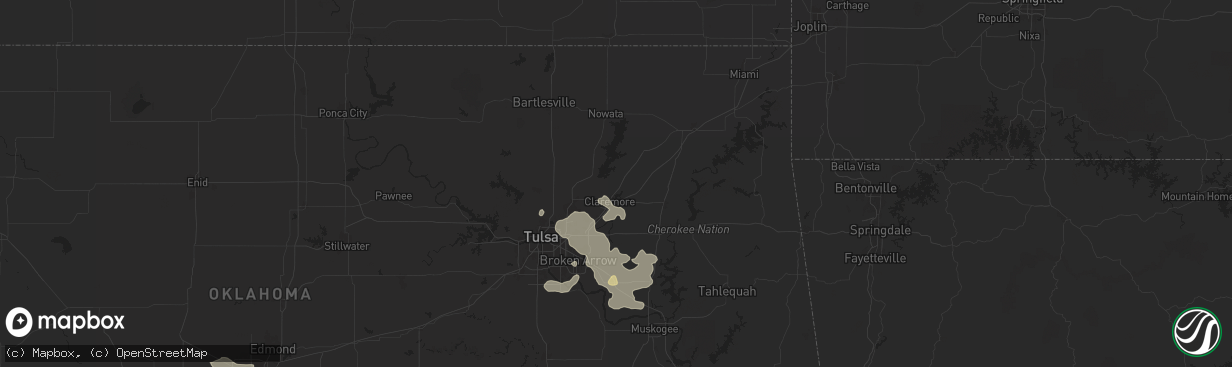 Hail map in Claremore, OK on June 14, 2025