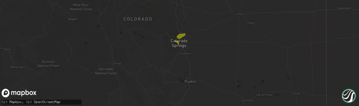 Hail map in Colorado Springs, CO on June 14, 2025