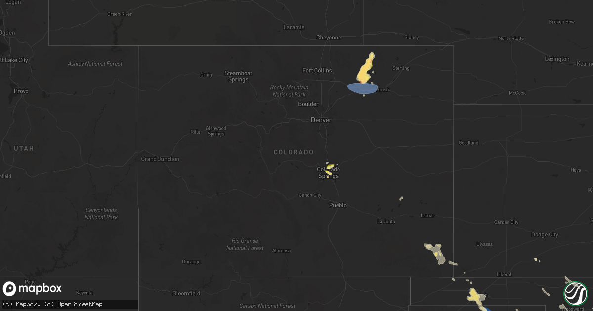 Hail map in Colorado on June 14, 2025