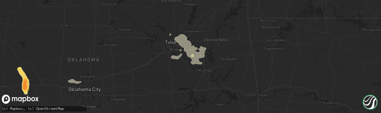 Hail map in Coweta, OK on June 14, 2025
