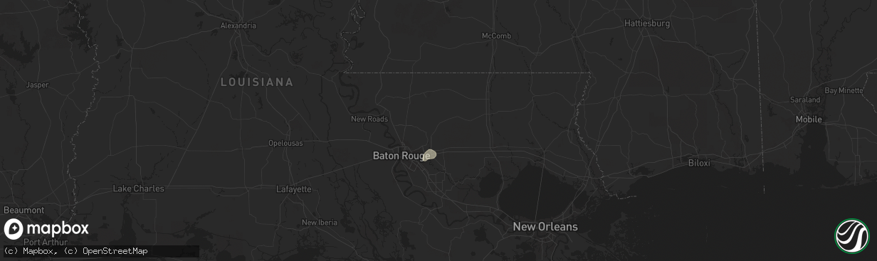 Hail map in Denham Springs, LA on June 14, 2025
