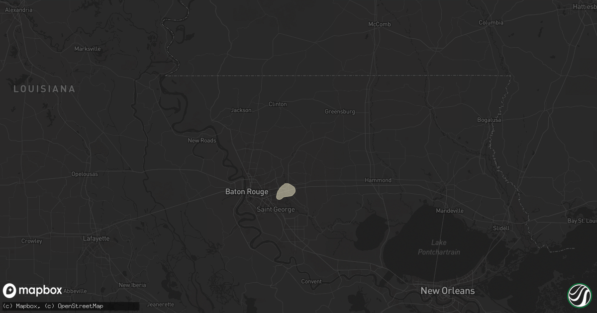 Hail map in Denham Springs, LA on June 14, 2025