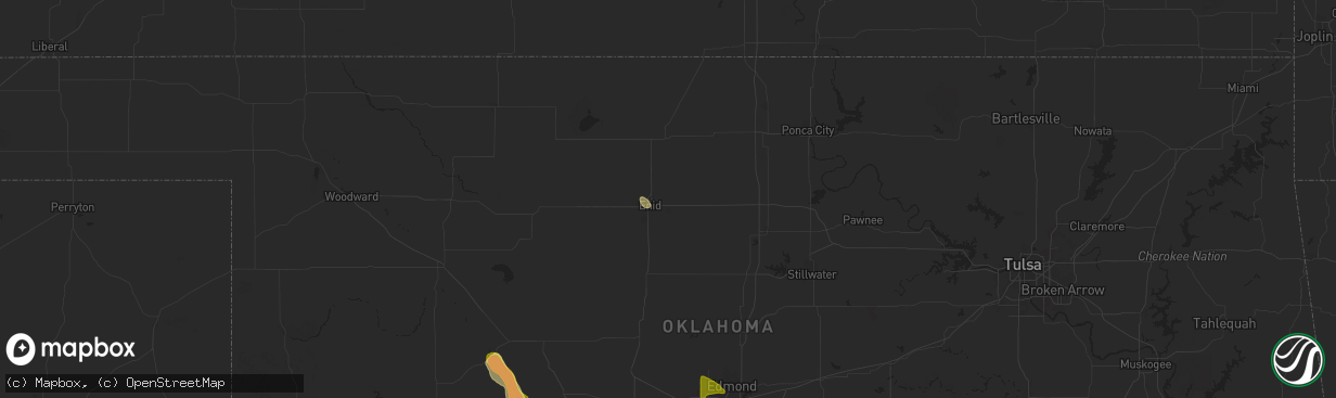 Hail map in Enid, OK on June 14, 2025