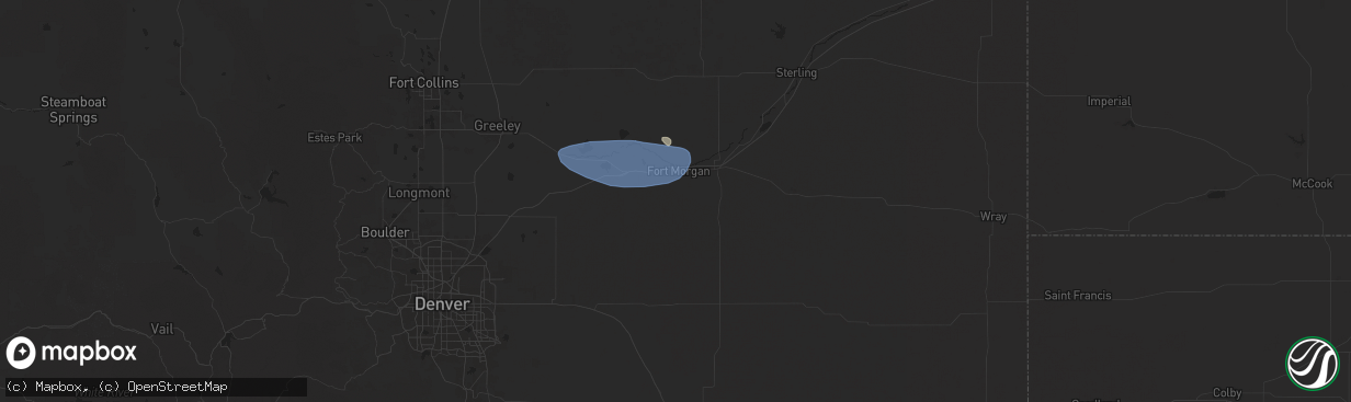 Hail map in Fort Morgan, CO on June 14, 2025