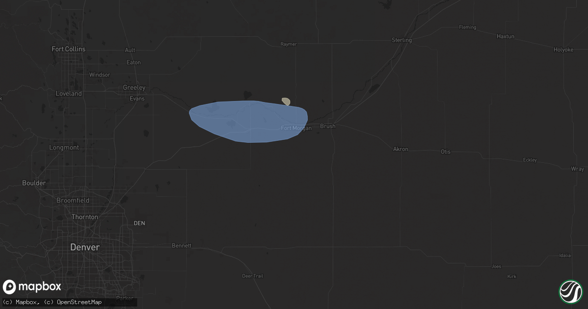 Hail map in Fort Morgan, CO on June 14, 2025