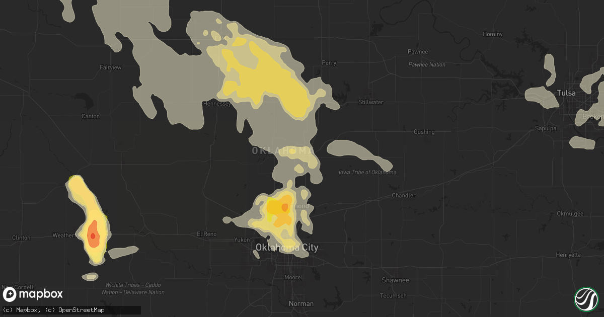Hail map in Guthrie, OK on June 14, 2025