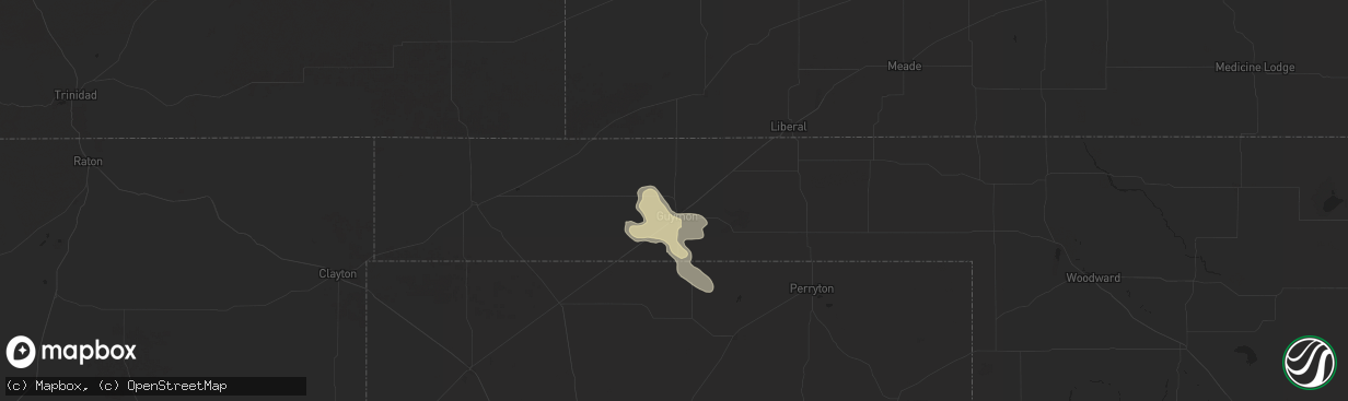 Hail map in Guymon, OK on June 14, 2025
