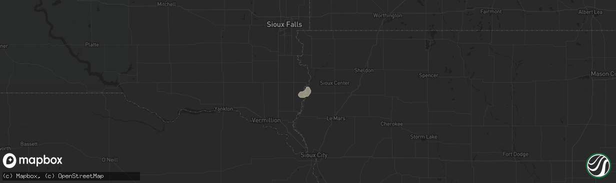 Hail map in Hawarden, IA on June 14, 2025