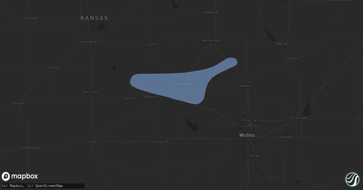 Hail map in Hutchinson, KS on June 14, 2025