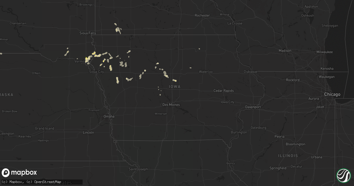 Hail map in Iowa on June 14, 2025