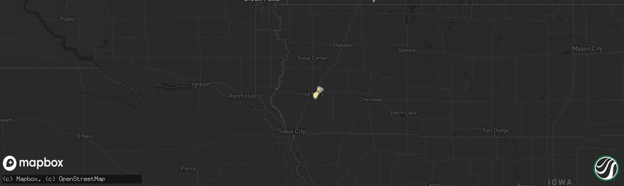 Hail map in Le Mars, IA on June 14, 2025