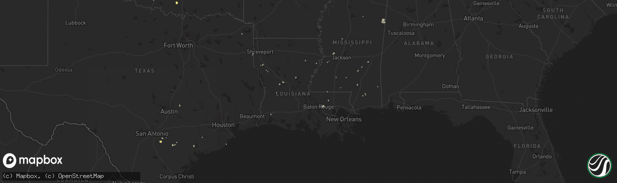 Hail map in Louisiana on June 14, 2025