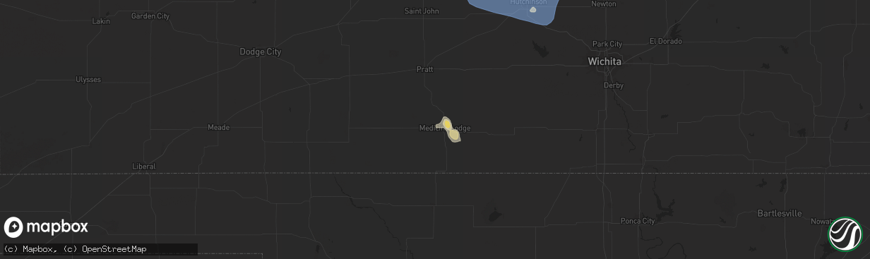 Hail map in Medicine Lodge, KS on June 14, 2025