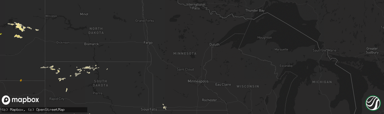 Hail map in Minnesota on June 14, 2025