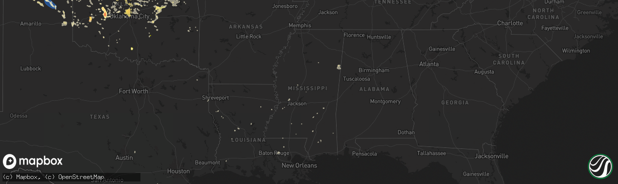 Hail map in Mississippi on June 14, 2025