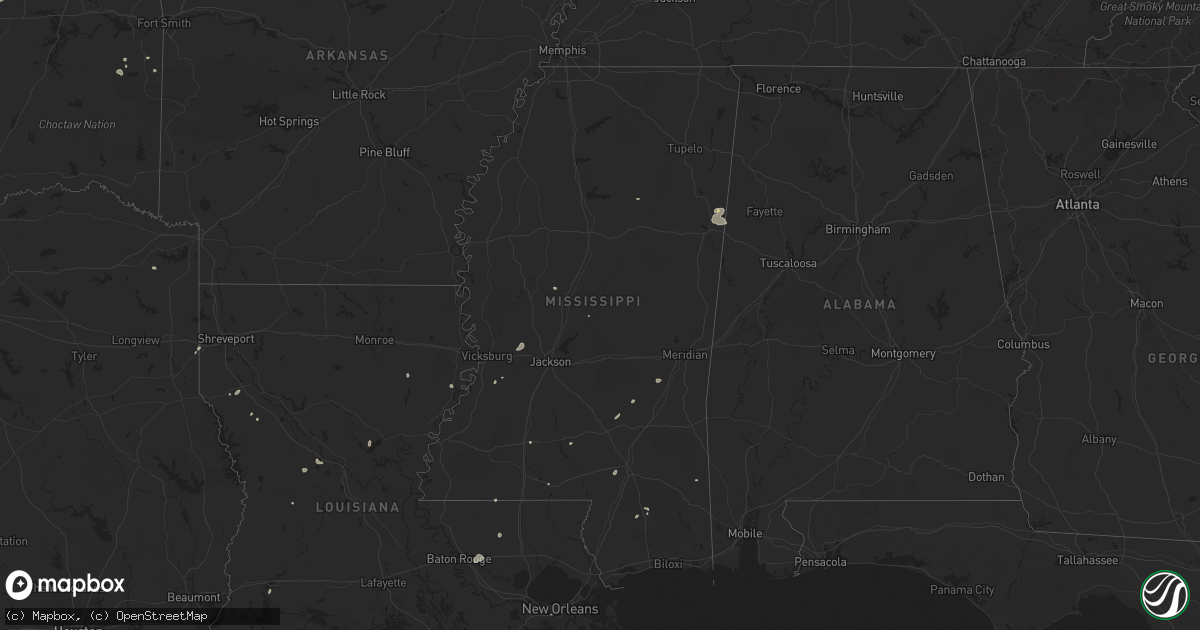Hail map in Mississippi on June 14, 2025