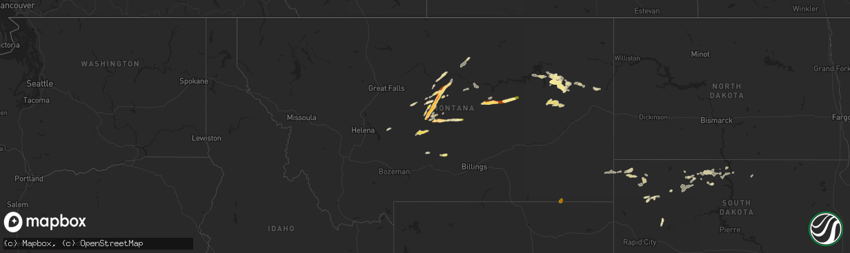 Hail map in Montana on June 14, 2025