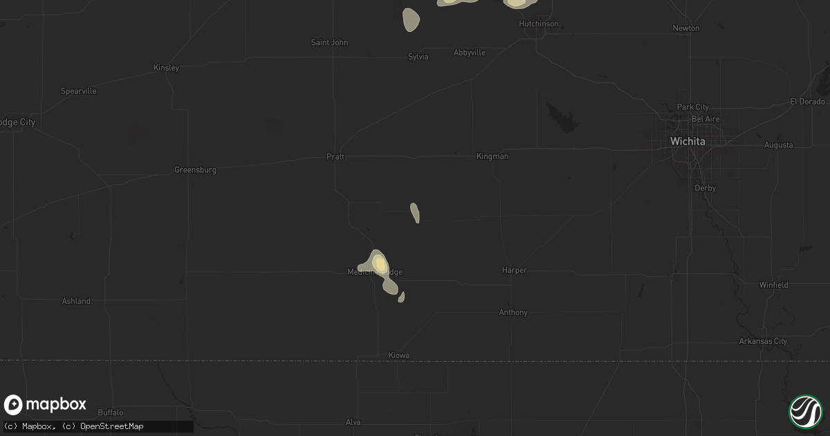 Hail map in Nashville, KS on June 14, 2025