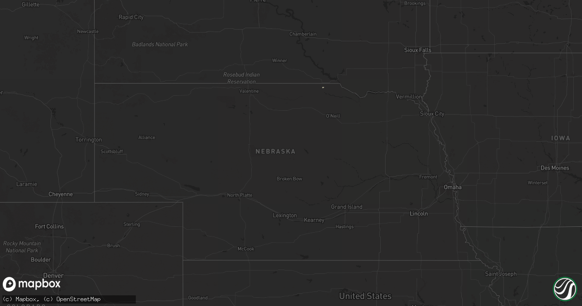 Hail map in Nebraska on June 14, 2025