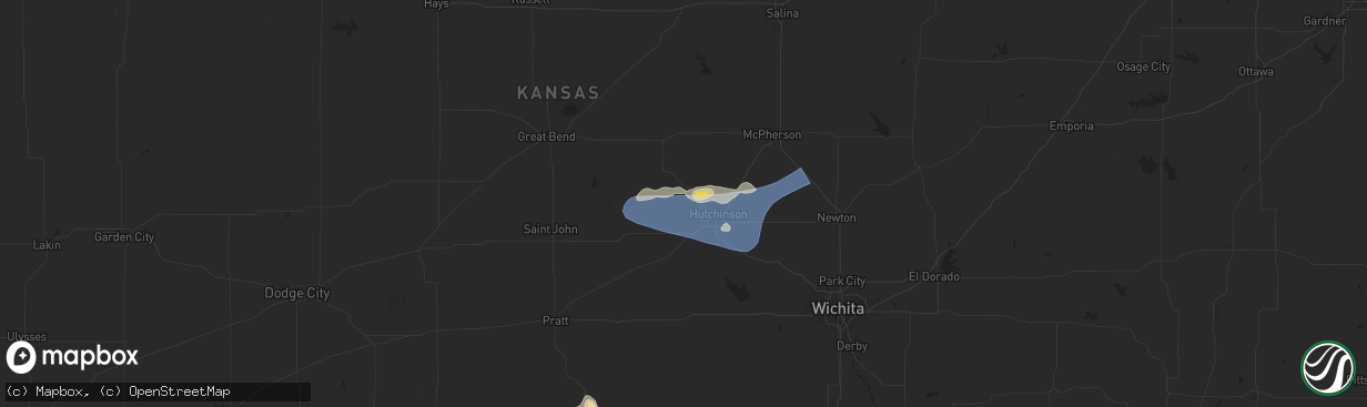 Hail map in Nickerson, KS on June 14, 2025