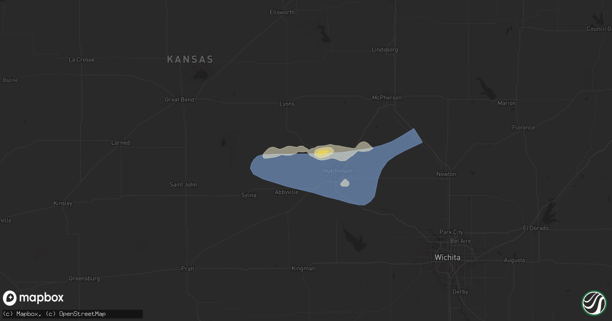Hail map in Nickerson, KS on June 14, 2025