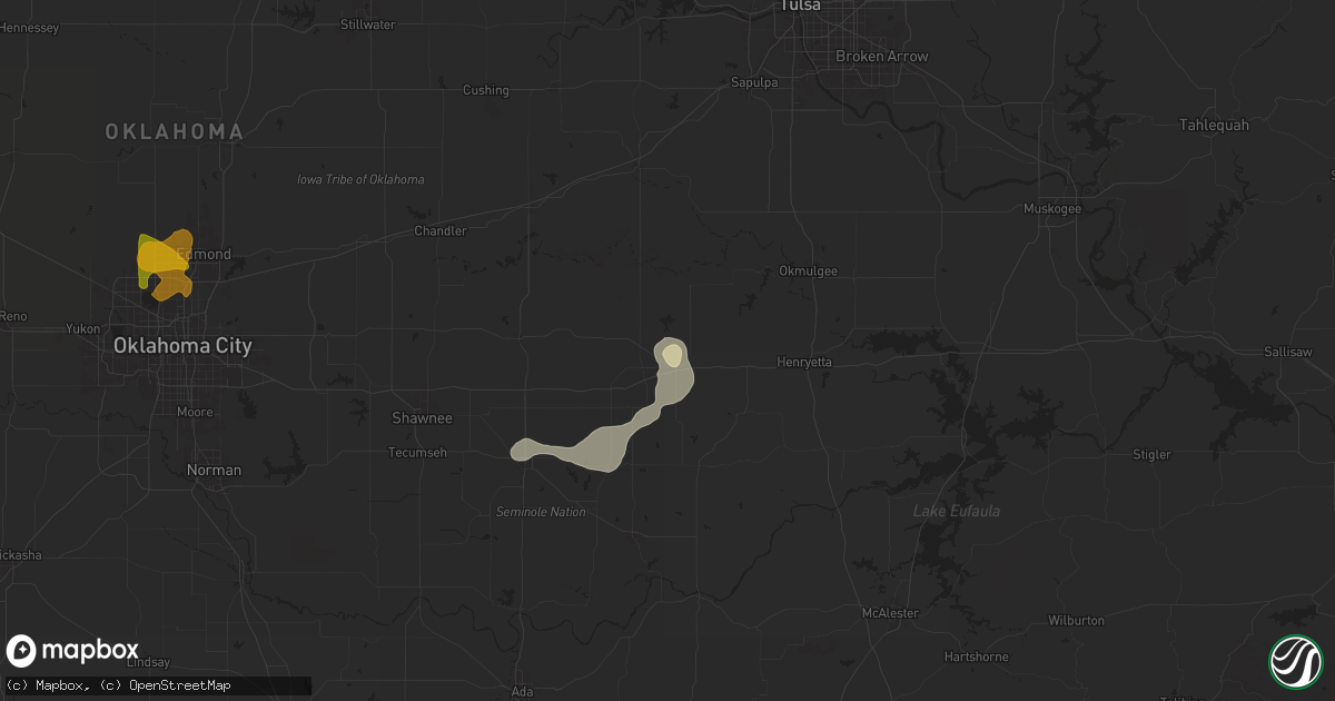 Hail map in Okemah, OK on June 14, 2025