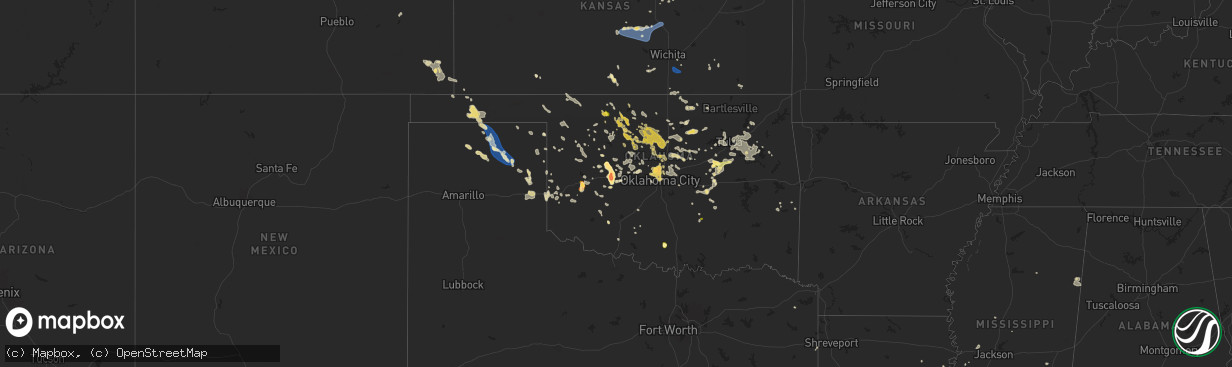 Hail map in Oklahoma on June 14, 2025