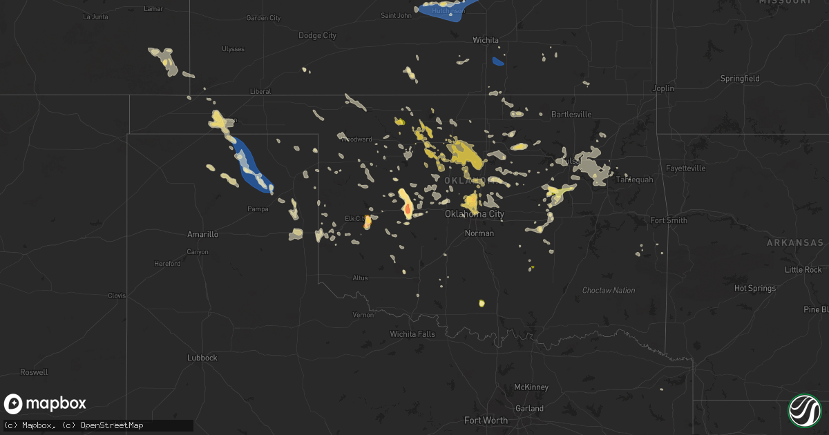 Hail map in Oklahoma on June 14, 2025