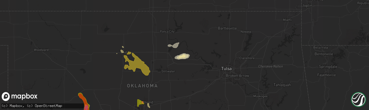 Hail map in Pawnee, OK on June 14, 2025