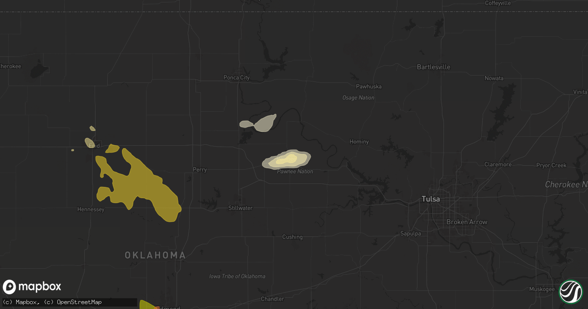 Hail map in Pawnee, OK on June 14, 2025